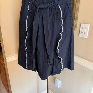Anthropologie Maeve Elegant Navy dark denim blue Skirt with Ruffle Details